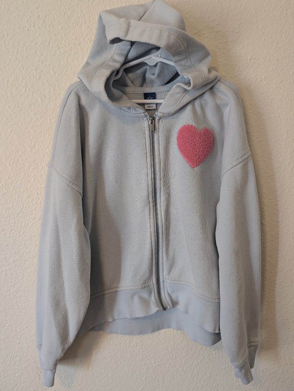 Girls Sz 10/12 Old Navy Zip Up Hoodie Light Blue